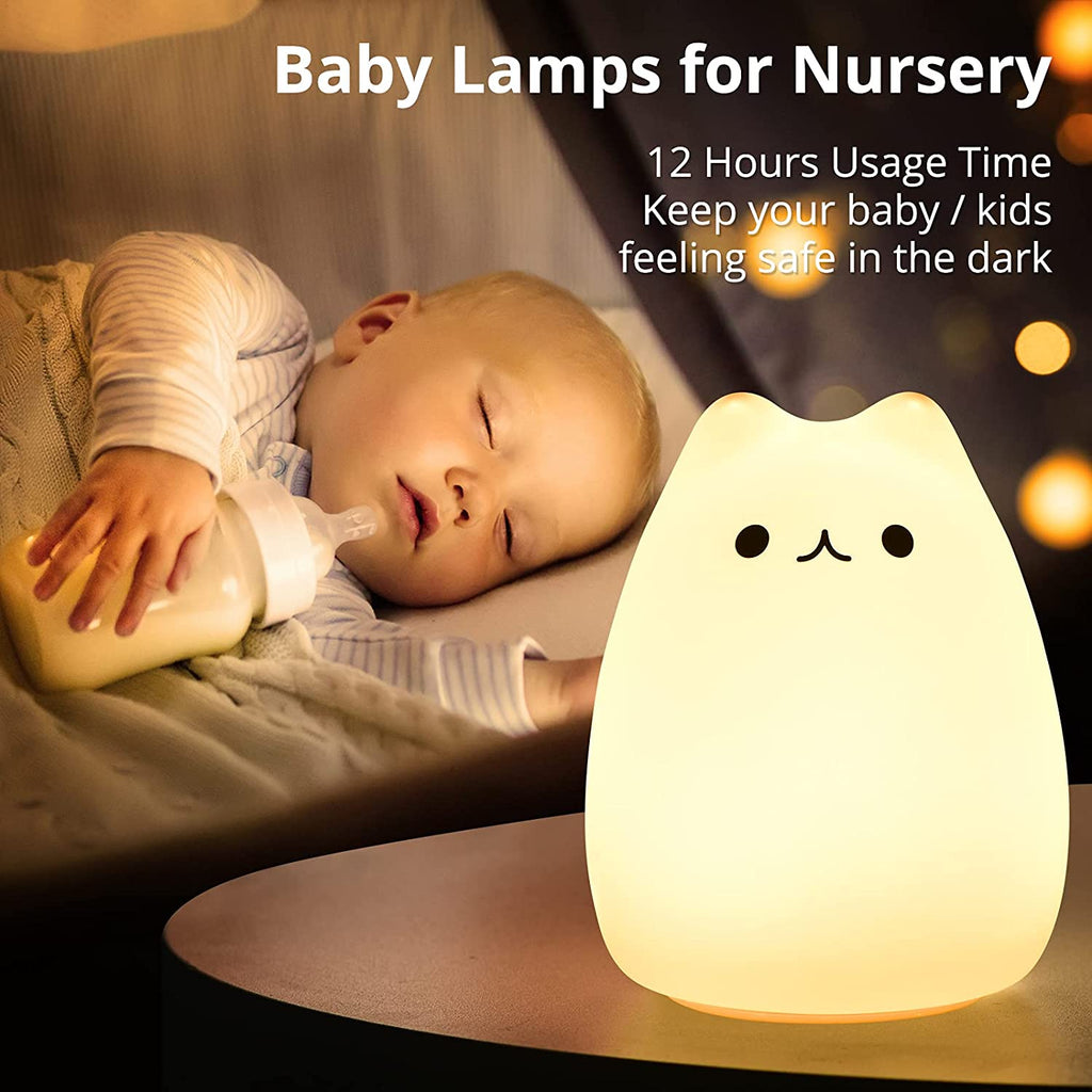 Kitty silicone night lamp with remote – rechargeable 7-color LED light, photo 5